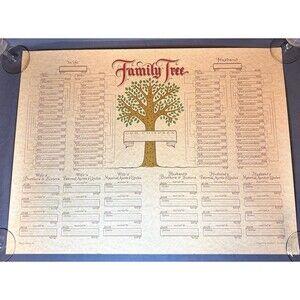 Vintage Family Tree Chart BLANK Genealogy Nashco Product 24x18 W/Instructions